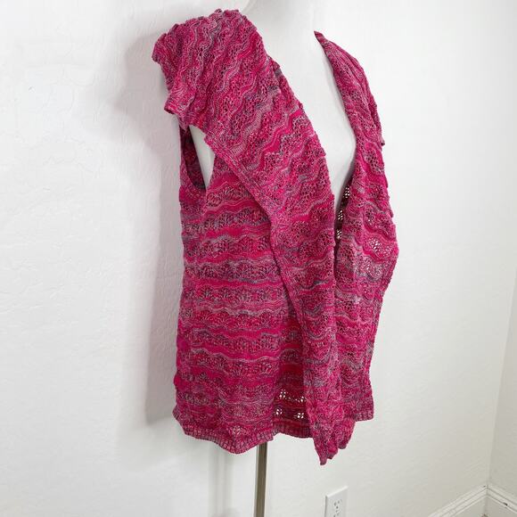 G.H. Bass Red Sleeveless Longline Open Front Drape Cardigan  Medium NEW NWT - Picture 2 of 9